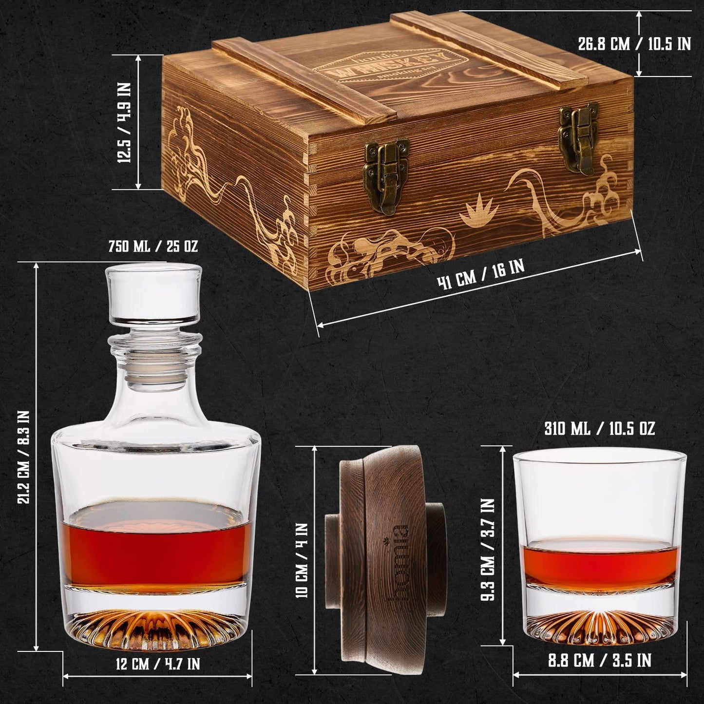 homia Whiskey Gift Set 14 pcs Whiskey Bottle and Old Fashioned