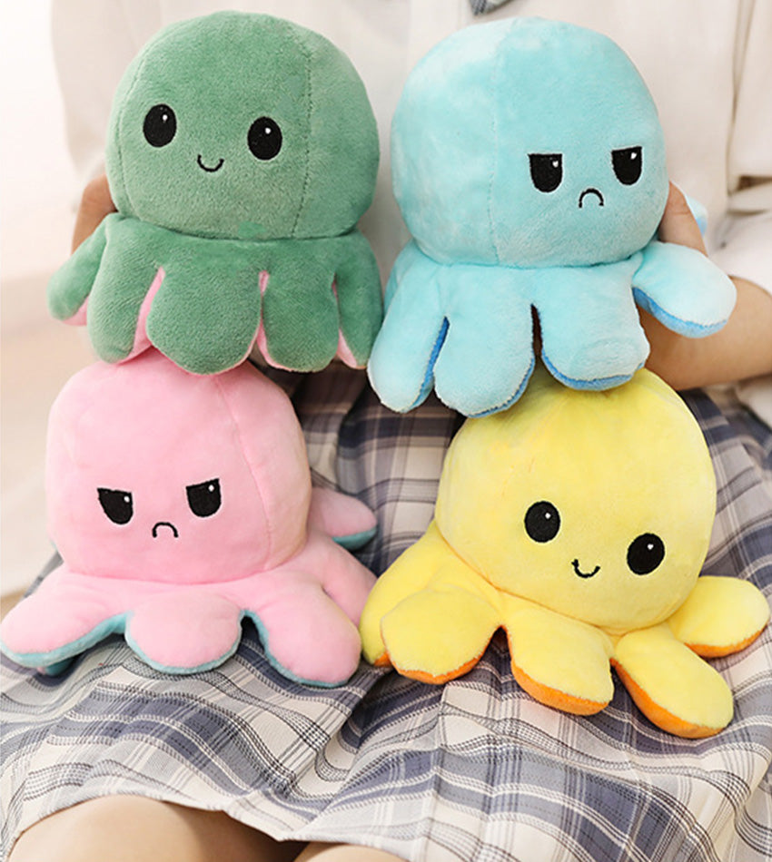 Reversible Flip Octopus Stuffed Plush Doll Soft - YELLOW