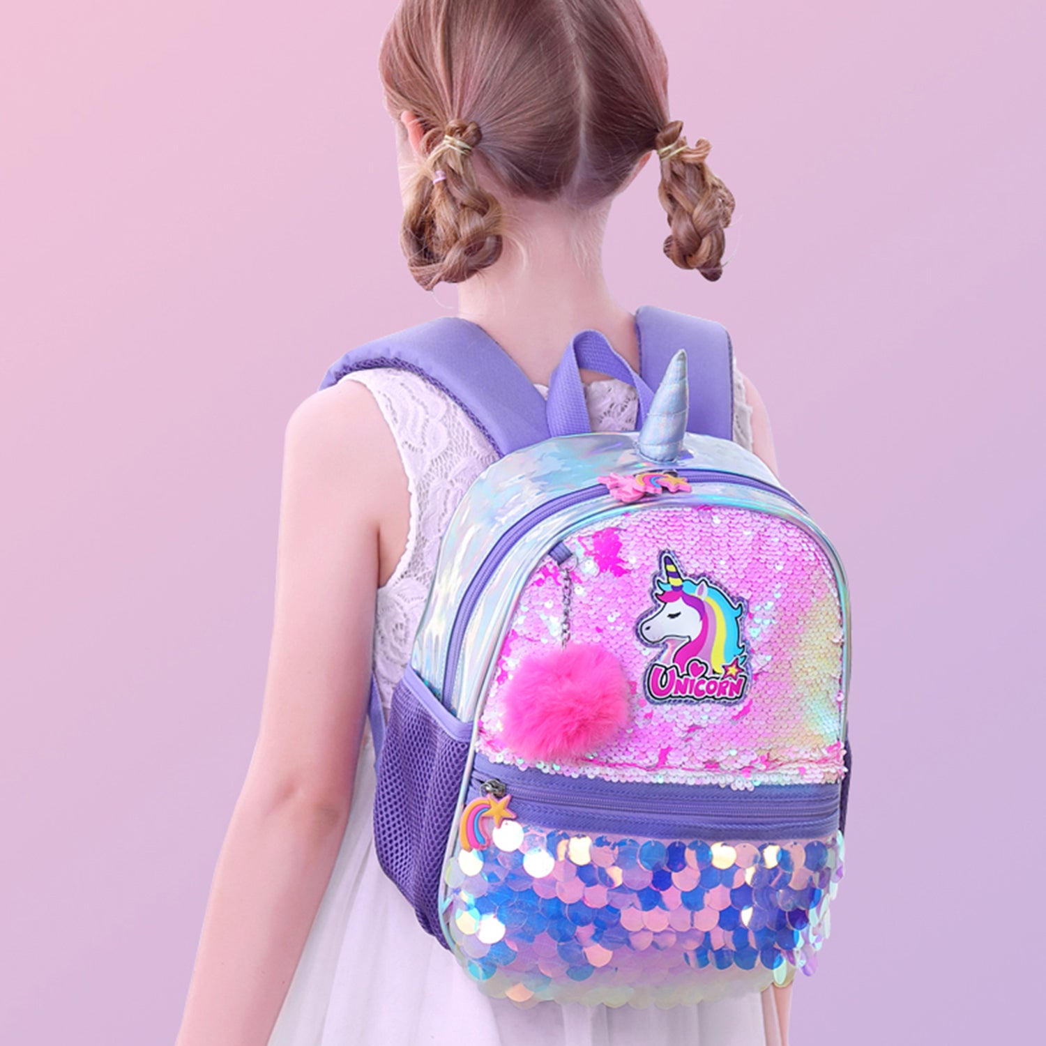 Sparkling Unicorn Sequins Backpack - Gold